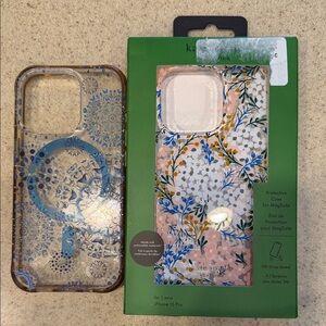 Kate Spade iPhone 15 Pro Case - Blue and Pink Floral Design